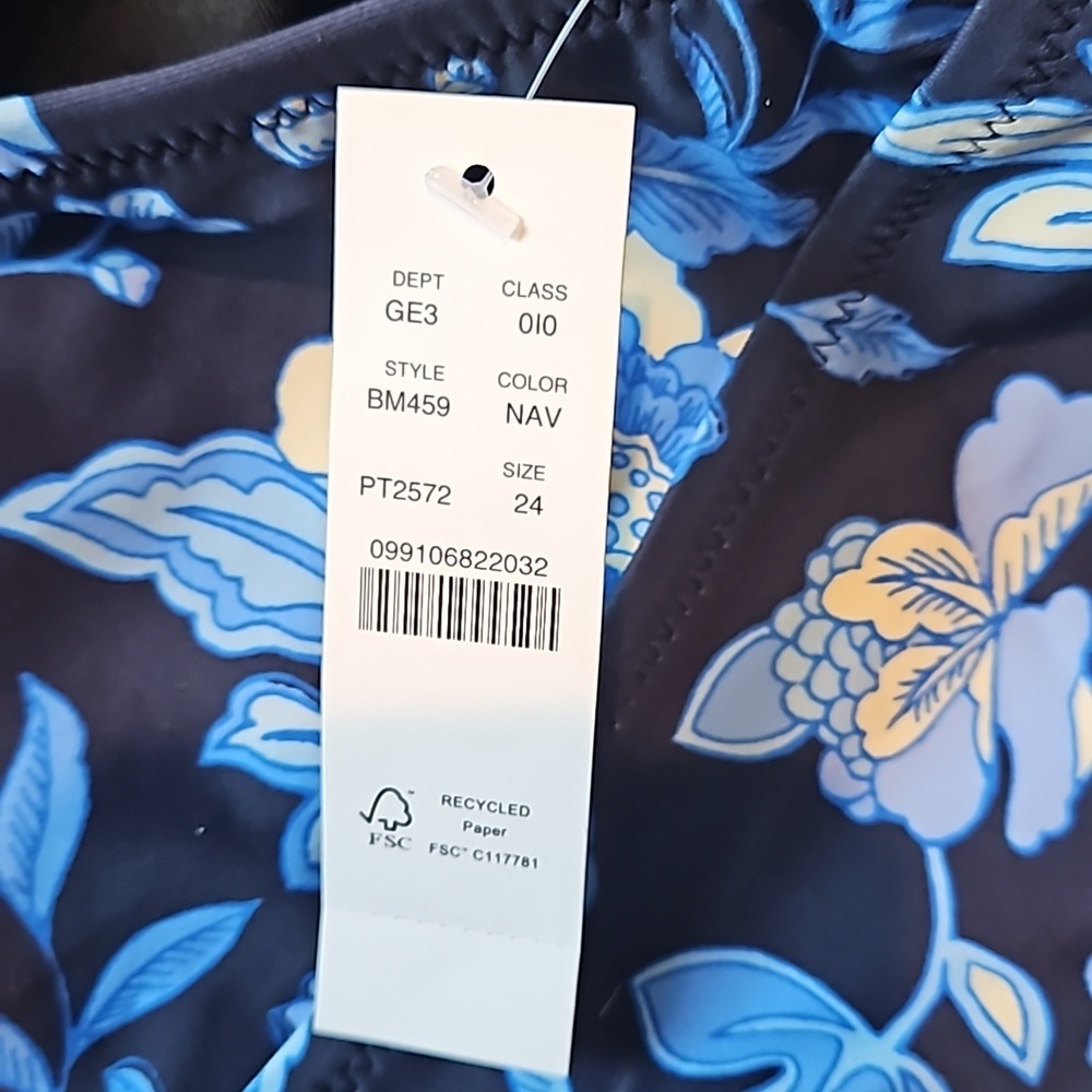 J. Crew Ruched One Shoulder One Piece in Midnight Blue Floral Size 24 BNWT - Picture 6 of 6